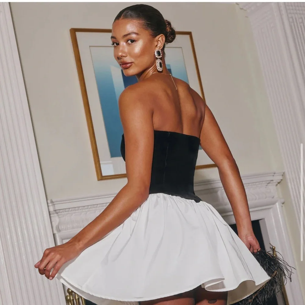 Vici Black and White Strapless Dress / B55 - Picture 3 of 5